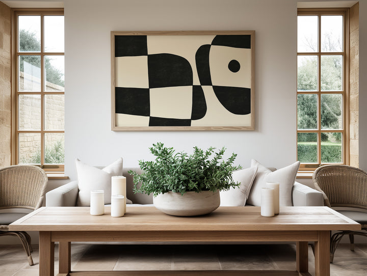 Beige and Black Animal Abstract Landscape by,living room,white border