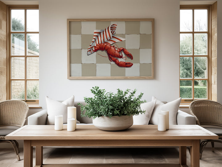 Crayfish Summer Dish Wall Print,livingoom,gallery,timber border