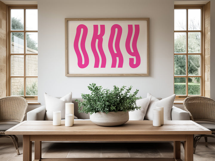 Okay Pink Art,living room,timber border