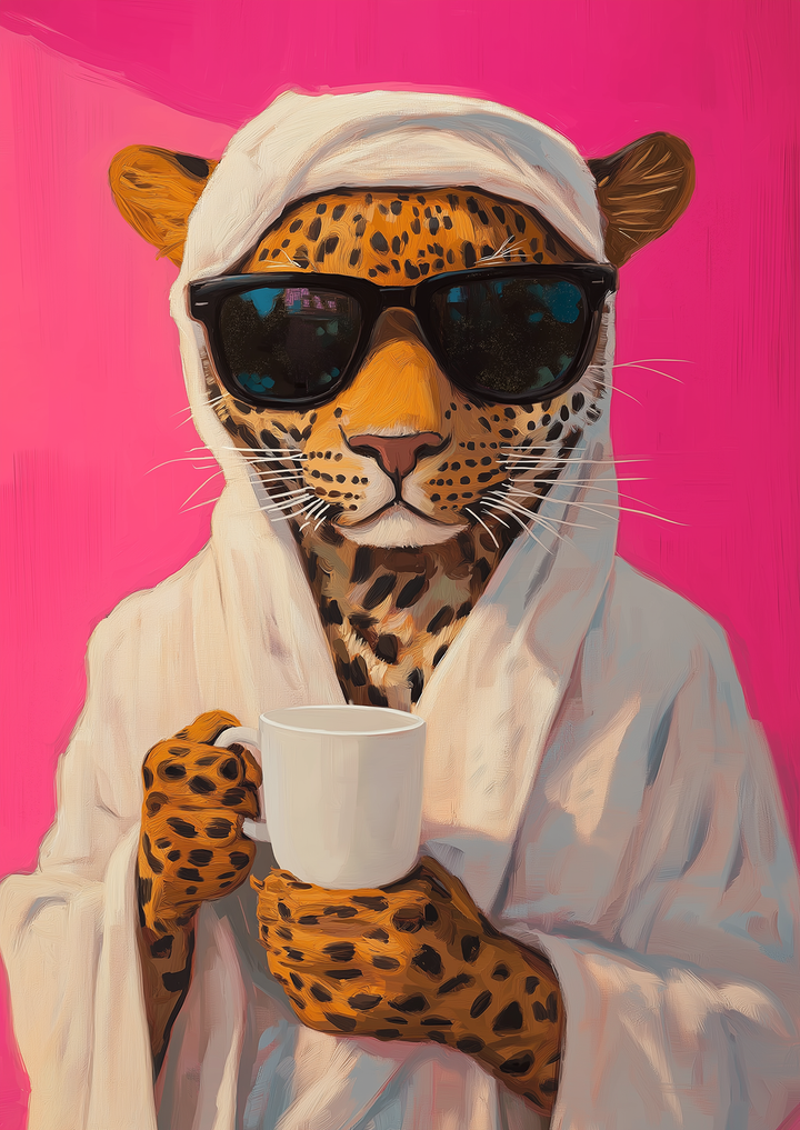 Leopard Coffee Vibe Art,frame