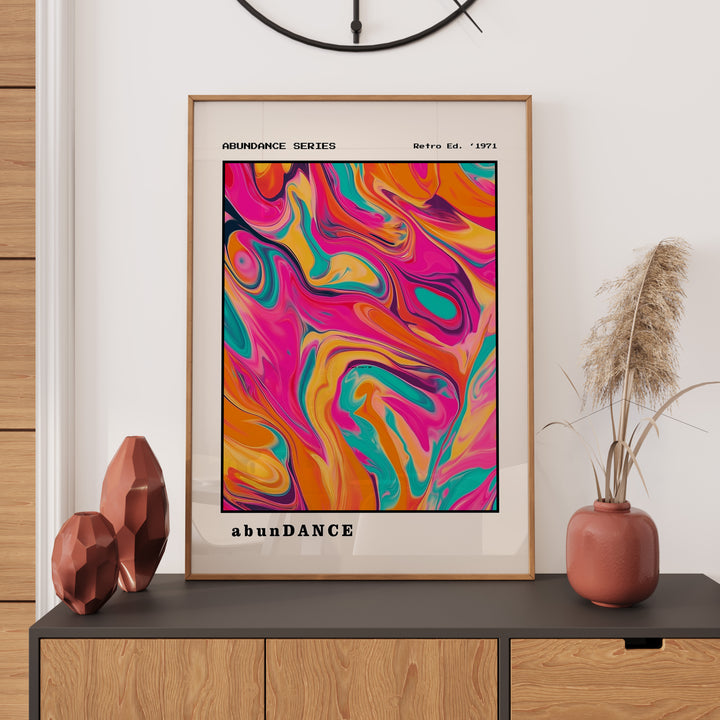 Abundance Retro Aura Poster,living room,timber border