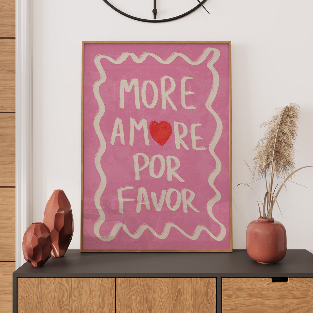 Por Favor Pink Print,livingroom,timber border