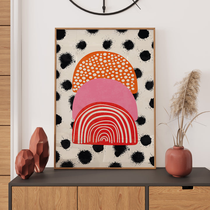 Abstract PolkaDot Pink Wall Art Rising,gallery wall,imber border