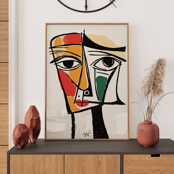 The Watchful Gaze Abstract Cubism,gallery wall,timber border