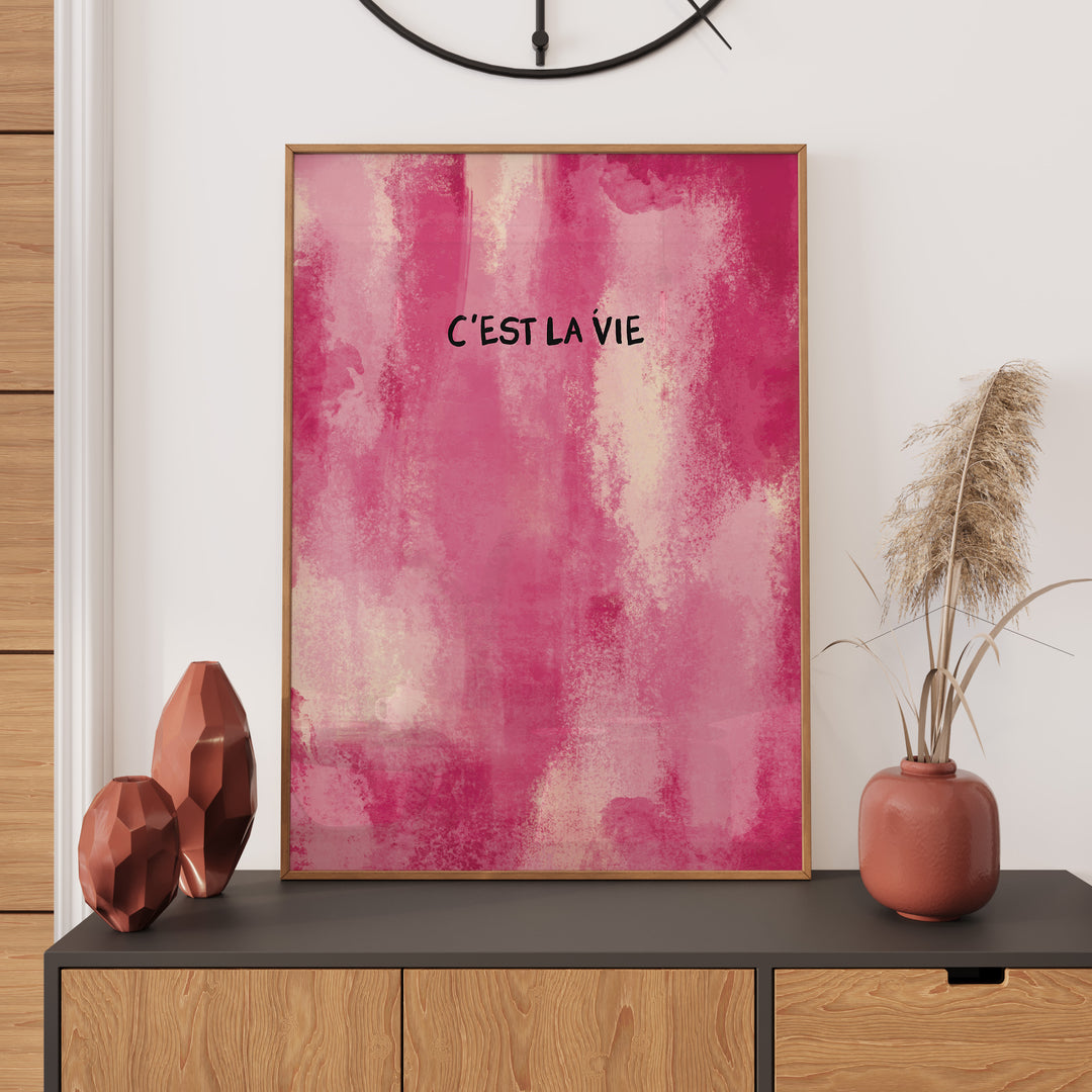 Cest La Vie Pink Wall Art fun,galery wall,timber border