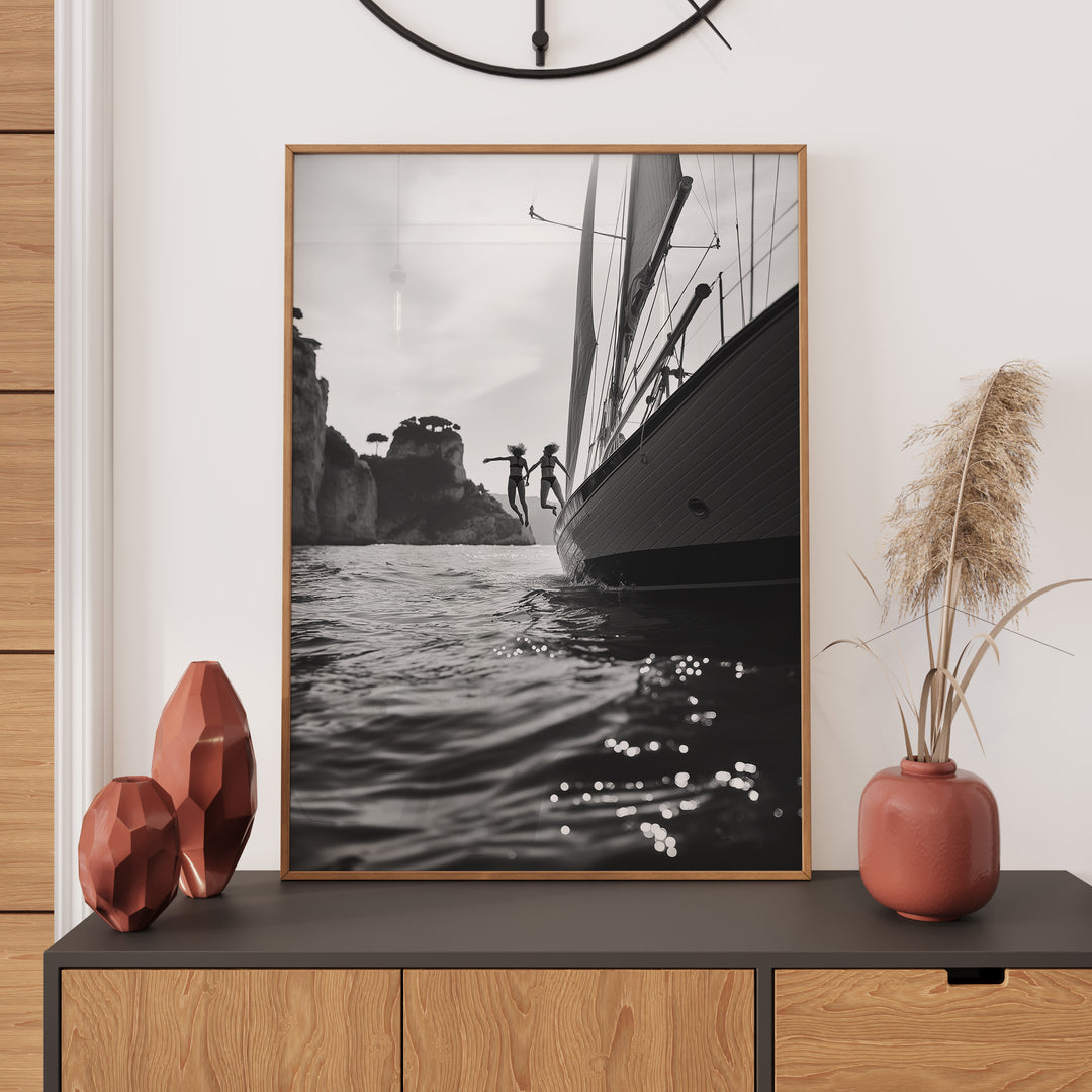 Amalfi Dreaming Ocean Jump Photograph,living room,timber border