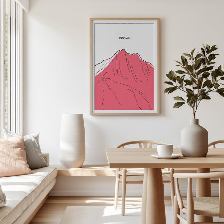 Mountain Climb Print,living room,timber border