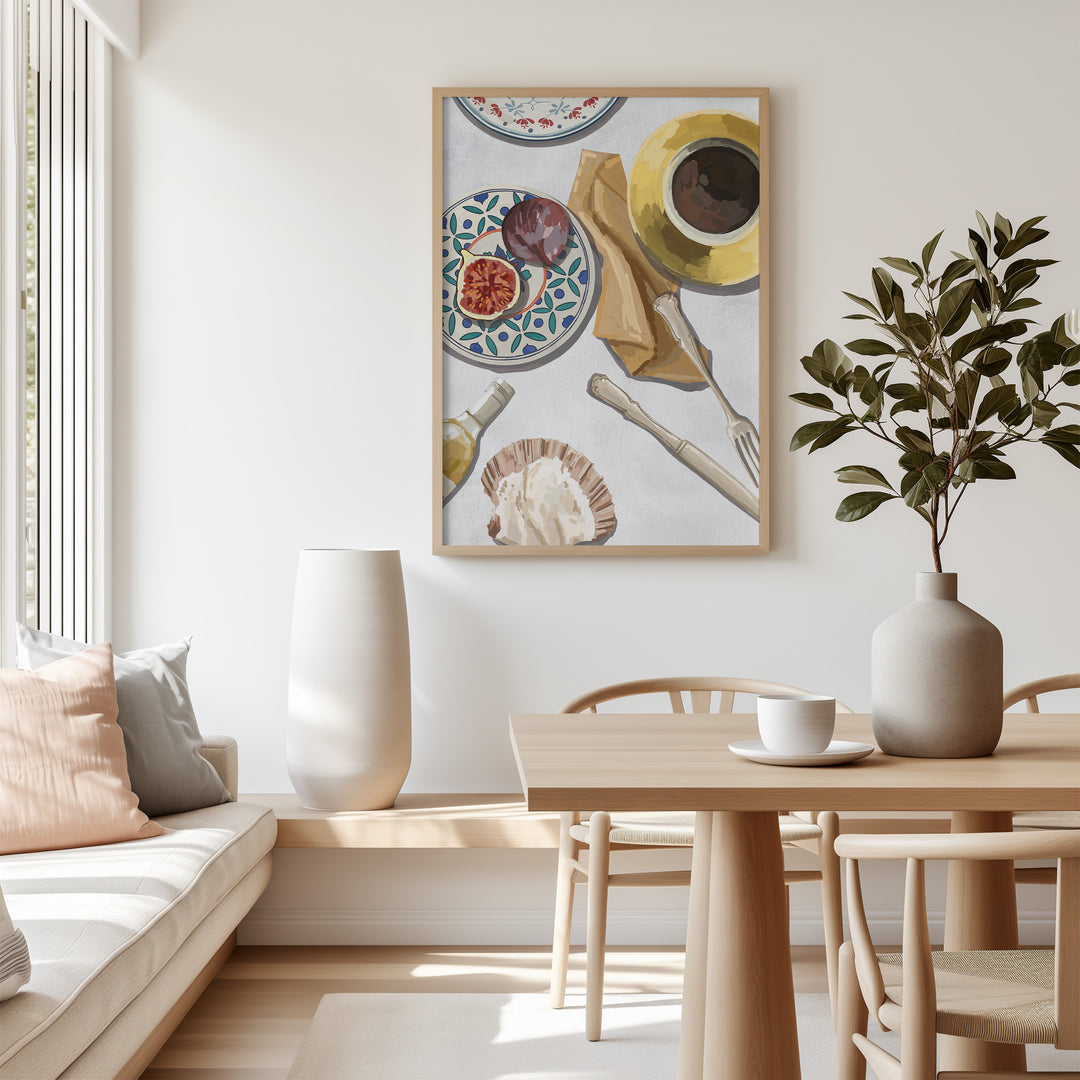 Fig & Coffee Breakfast Art,livingroom,gallery wall,timber border