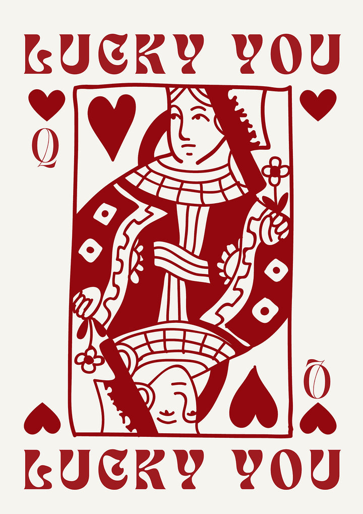 Lucky You Queen of Hearts Wall Print,frame