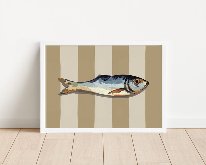 Beige Fish Lunch Artwork,livingroom,gallery wall,hallway,timber border