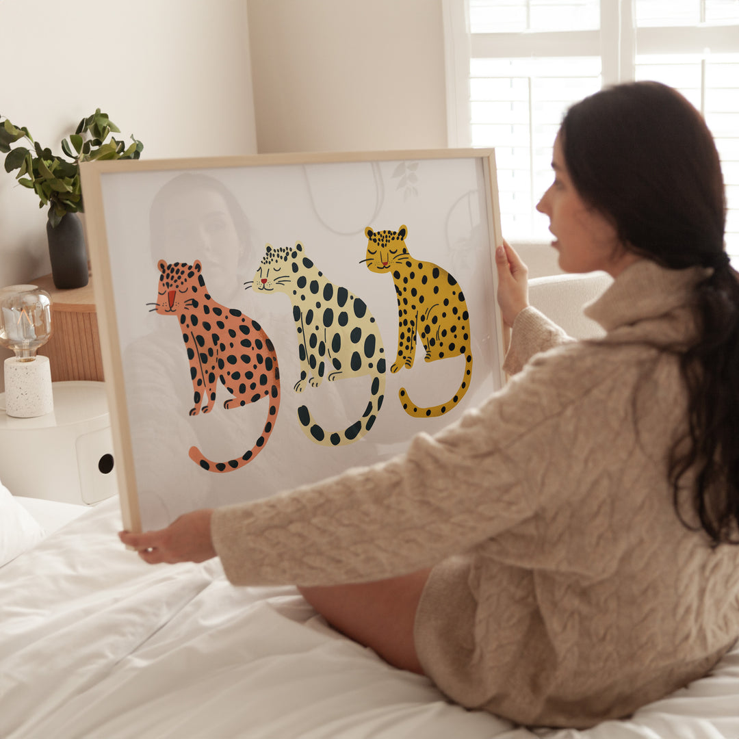 Happy Landscape Leopards Art,bedroom,timber border