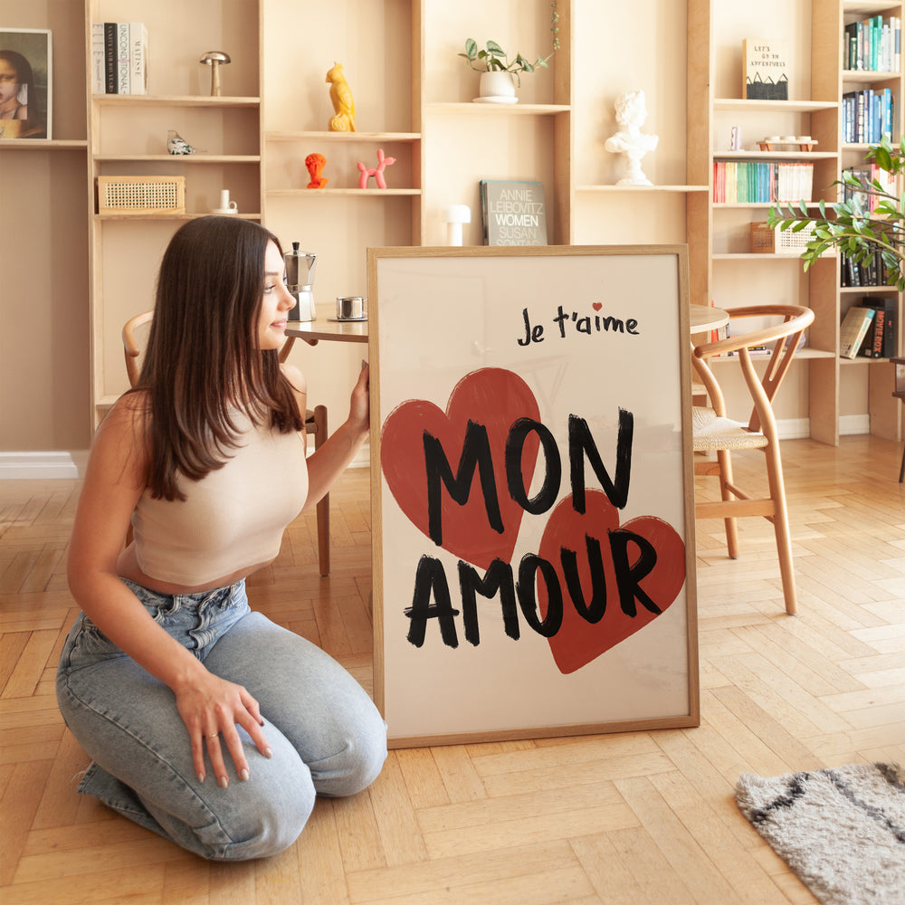 Mon Amour Kitchen Print,livingroom,timber border