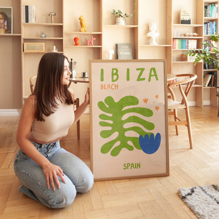 Ibiza Spain Wall Art,livingroom,timber border