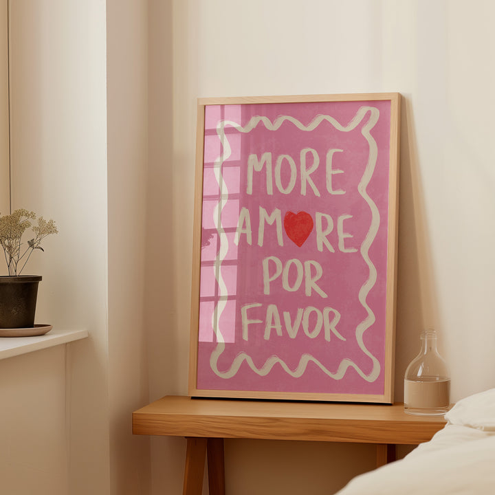 Por Favor Pink Print,bedroom,timber border