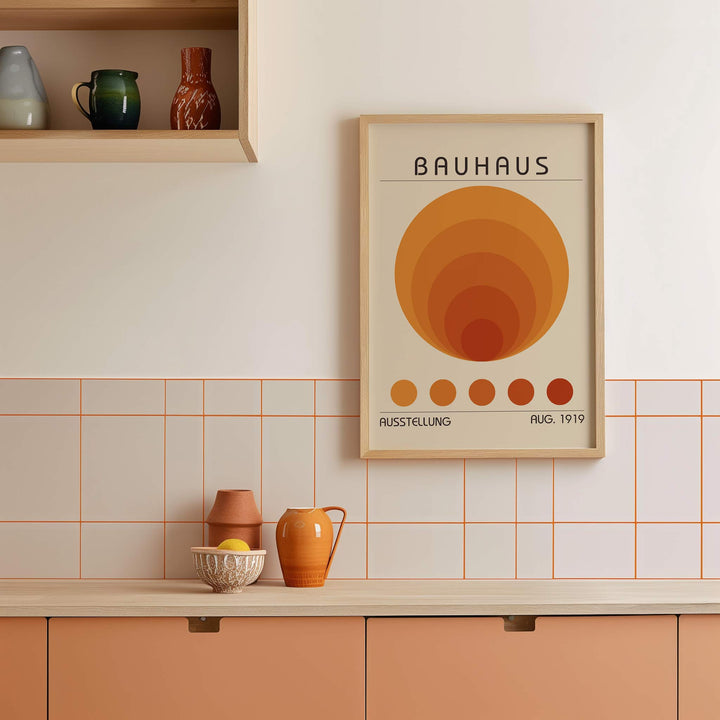 bauhaus orange vinyl large poster study print digital download wall art kitchen artwork large poster