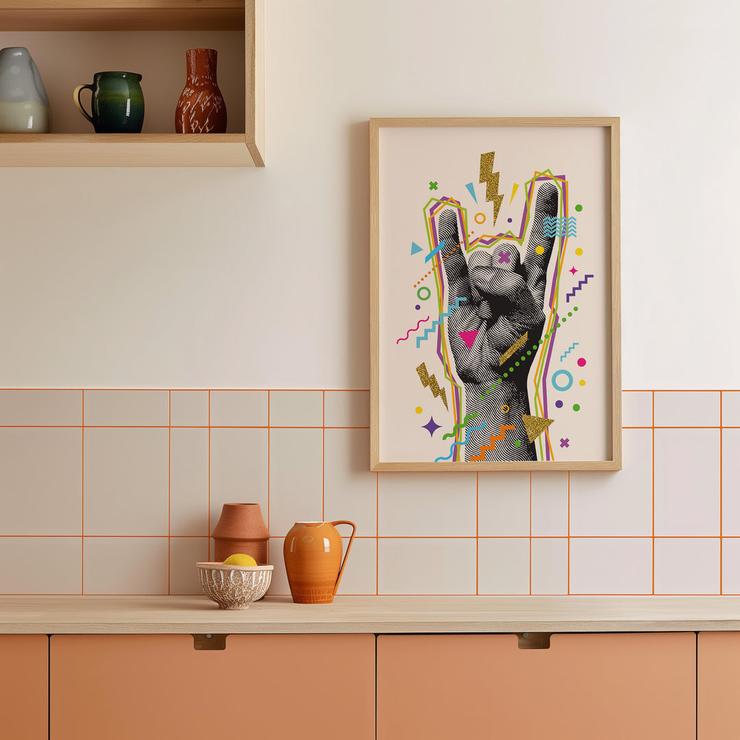 Rock on Funky Wall art,kitchen ,timber border