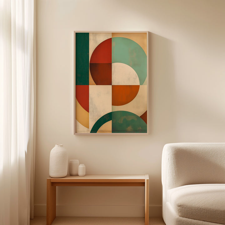 Colour Circle Abstract Puzzle Wall Print,living room,timber border