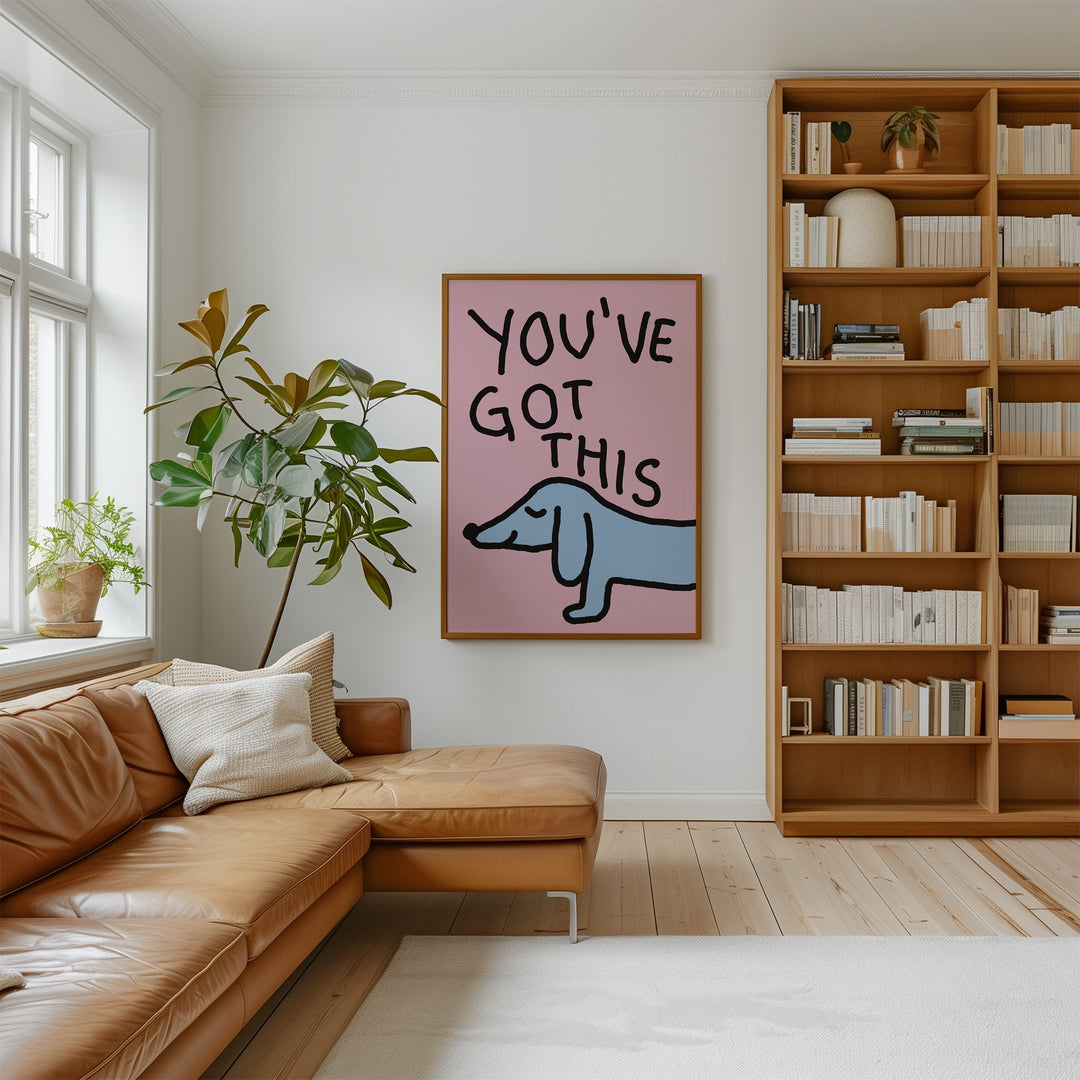 You_ve Got This Sausage Dog Print,living room,study,timber border