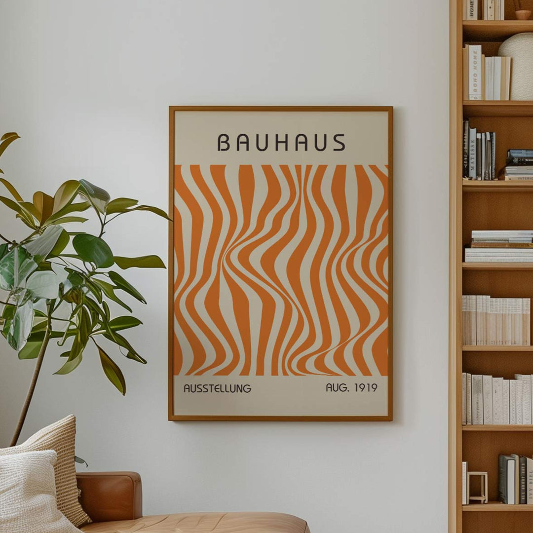 bauhaus orange wall art print download poster study artwork