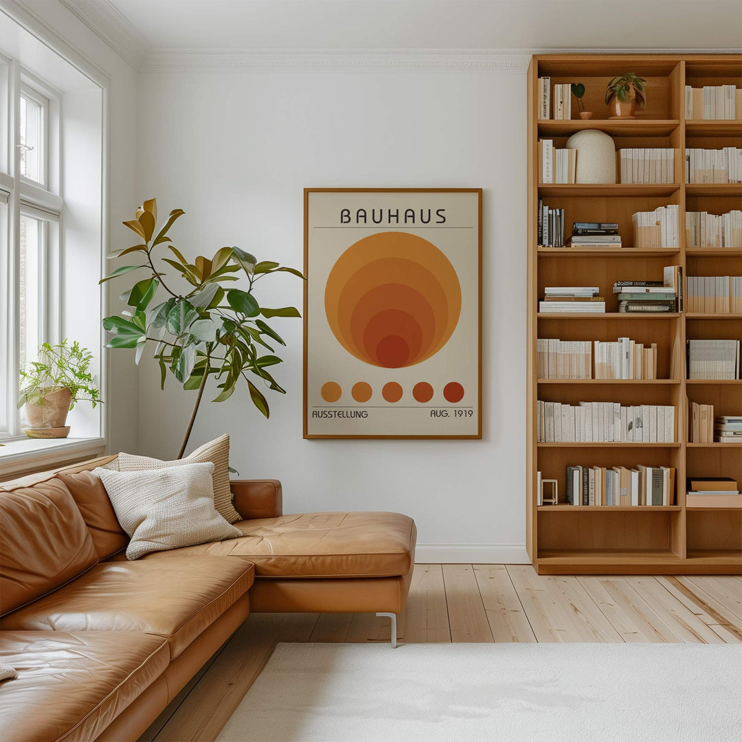 bauhaus orange vinyl large poster study print digital download wall art study bookcase artwork download