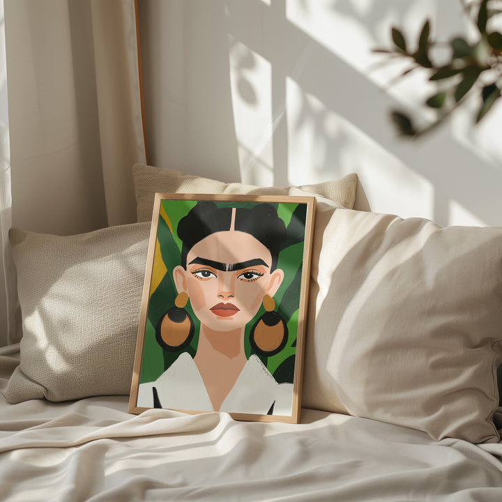 Bold Bloom Frida Kahlo Art,livingroom,timber border