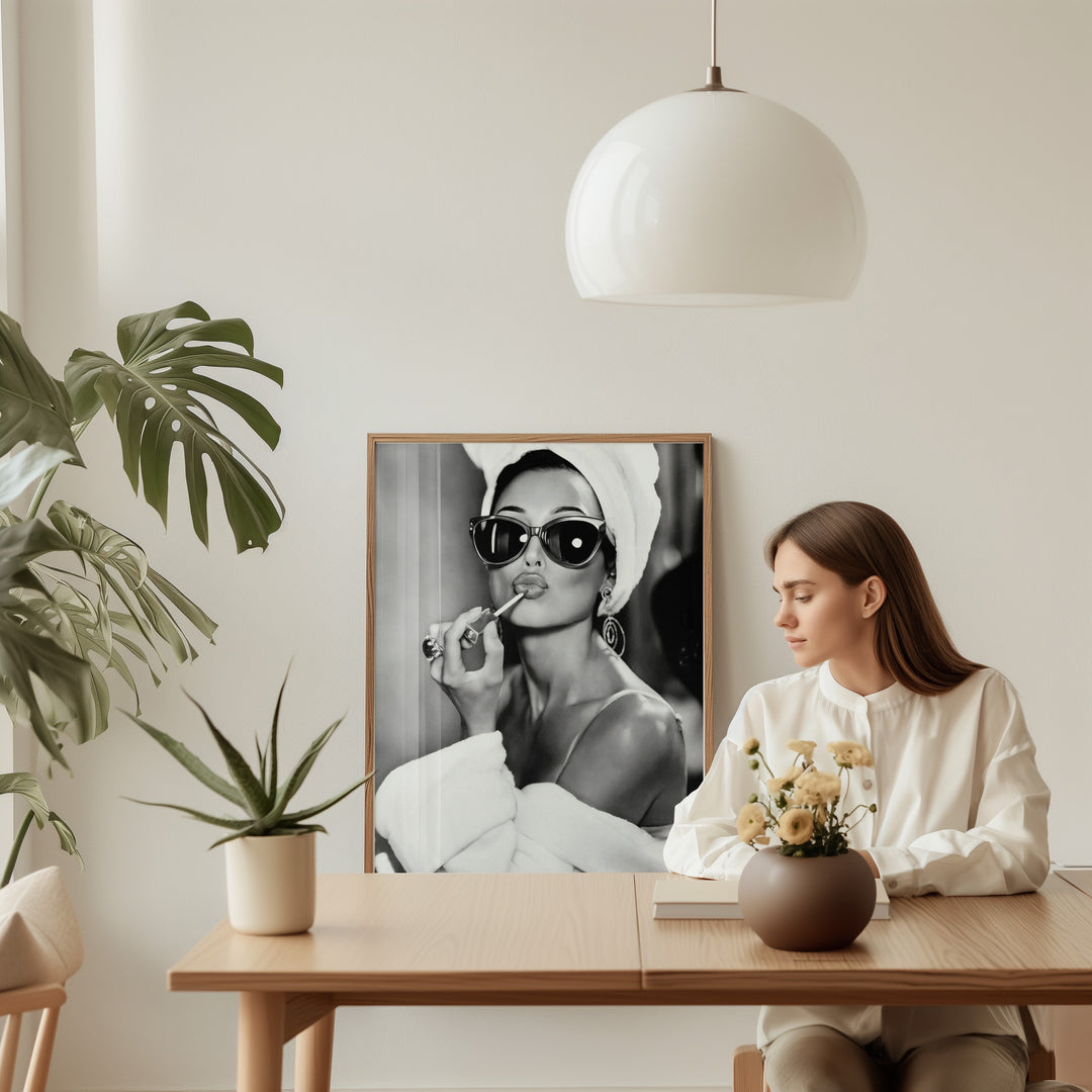 Audrey Hepburn 1940s Wall Art Photography,diningroom,timber border