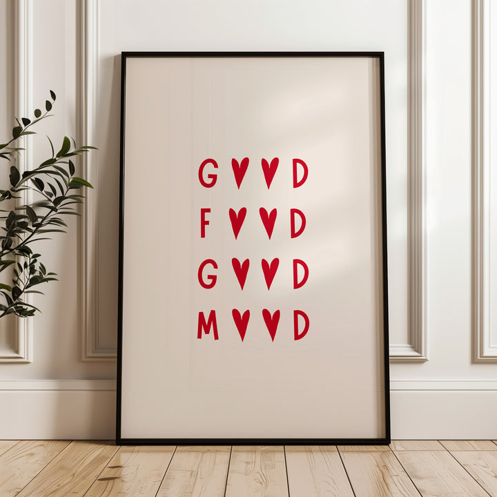 Good Food Good Mood Heart Print,fun,gallery wall,timber border