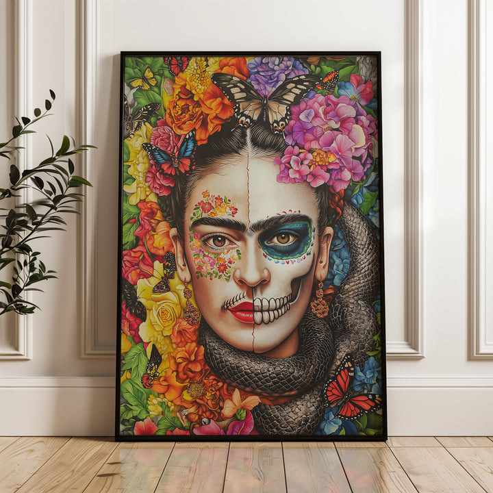 Day of the Dead Frida Kahlo Wall Art,gallery wall,timber border