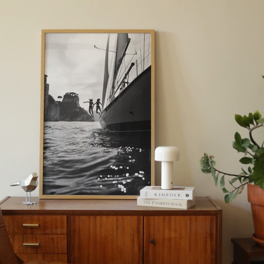 Amalfi Dreaming Ocean Jump Photograph,living room,timber border