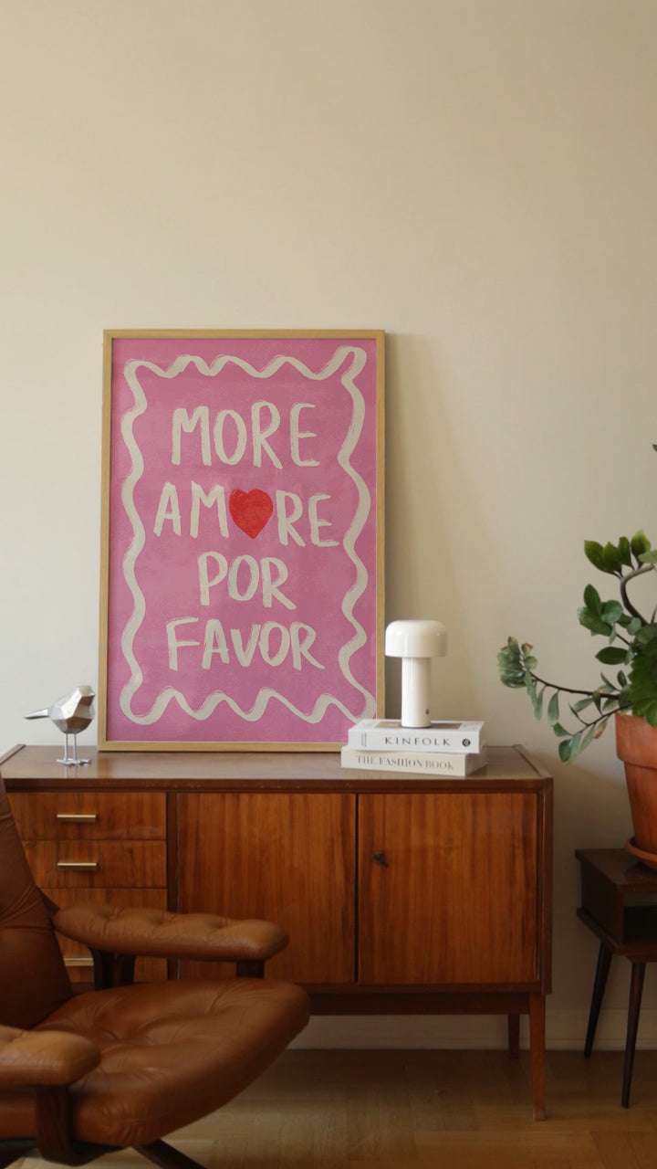 Por Favor Pink Print,livingroom,timber border