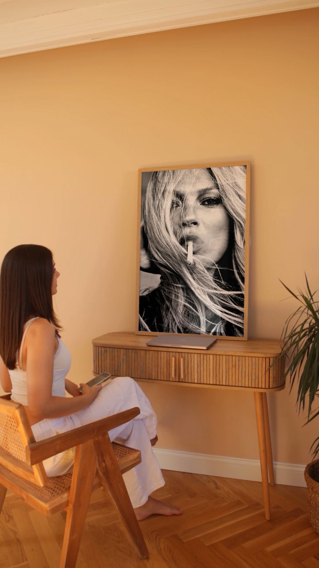 Kate Moss Smoking Photography Artwork,gallery wall,timber border