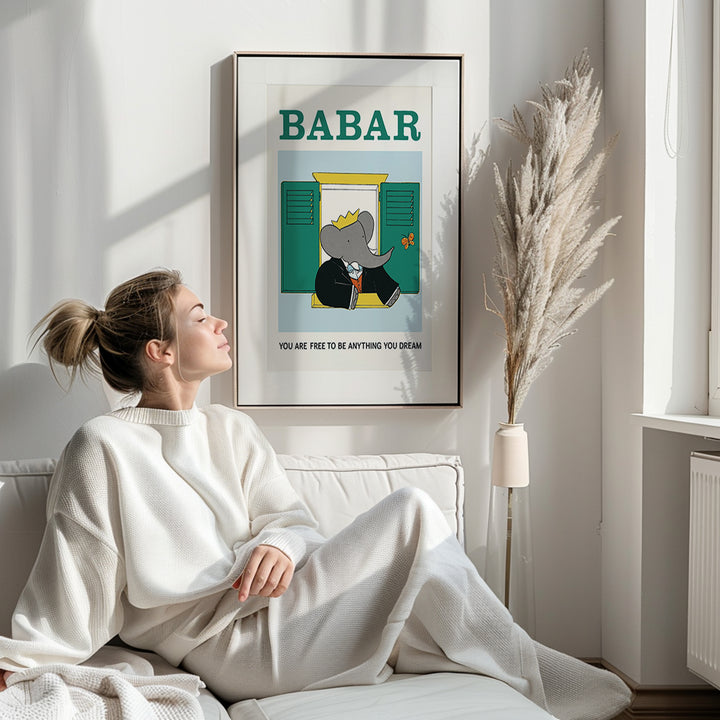 Babar Free to be Anything Kids Print,house,room,timber border