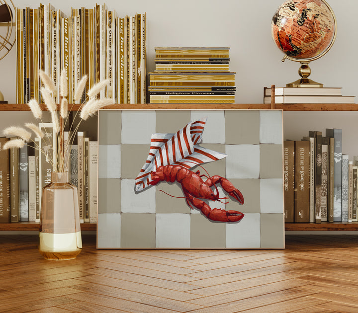 Crayfish Summer Dish Wall Print,livingroom,timber border