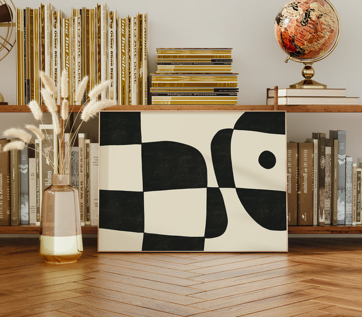 Beige and Black Animal Abstract Landscape by,living room,white border