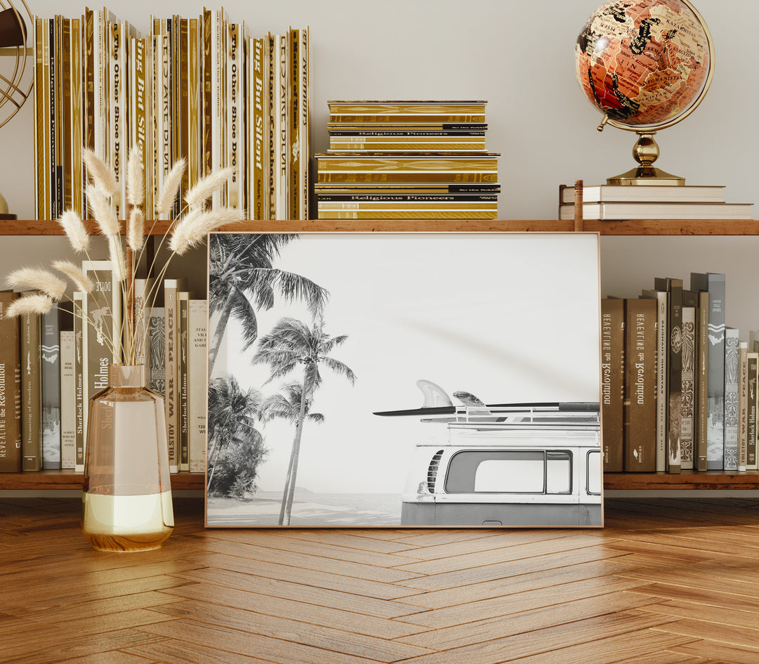 Coastal Surfer Van Tropical Wall Art,hallway,timber border