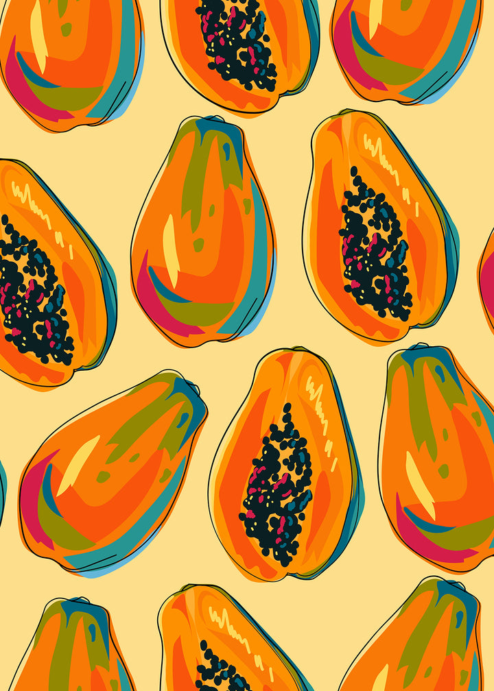 Papaya Pattern Kitchen Print,frame