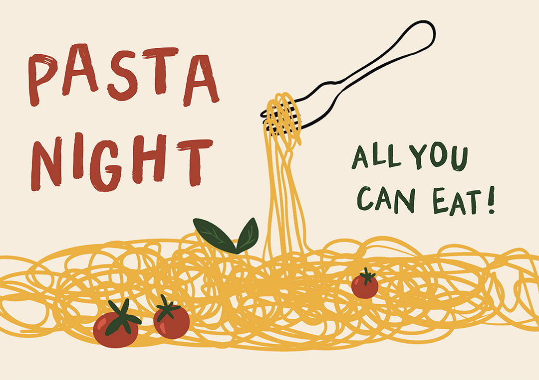 Pasta Night All You Can Eat Landscape Print,frame