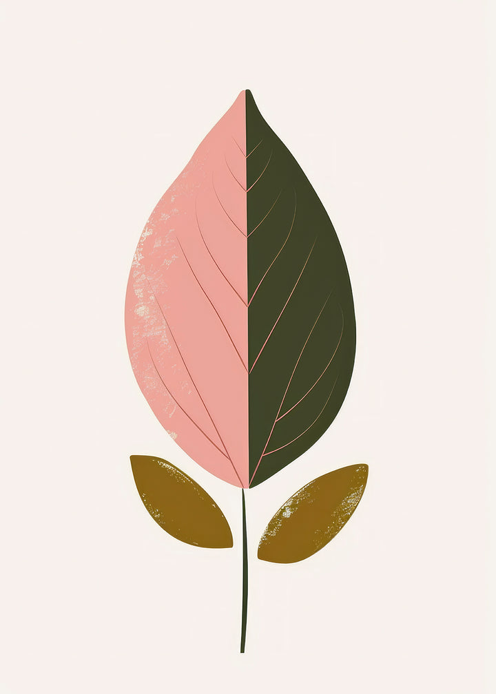 Pink Abstract Leaf Wall Print,frame