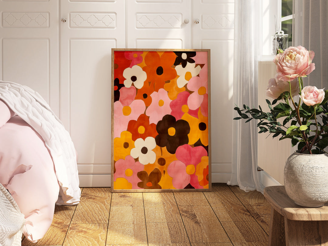 Flower Abstract Wall Art,bedroom,timber border