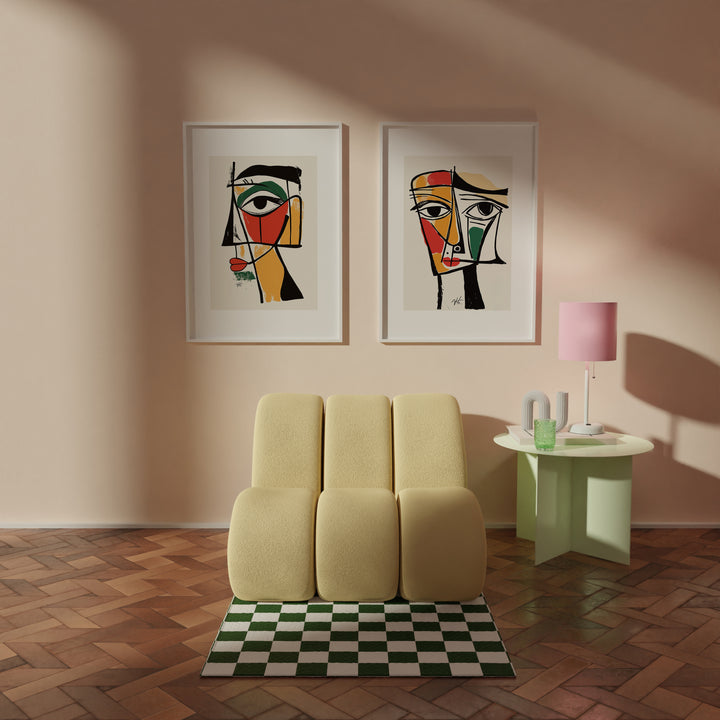 Geometric Portraits Pair Wall Art,livingrom, black border