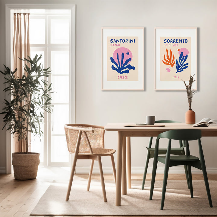 Greece and Italy Pair Prints,gallery wall,white border