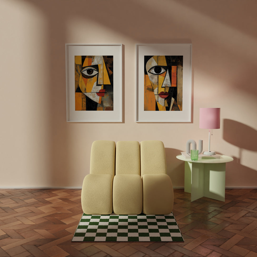 Fragments of Expression Wall Art Pair,livingroom,gallery wall,black border