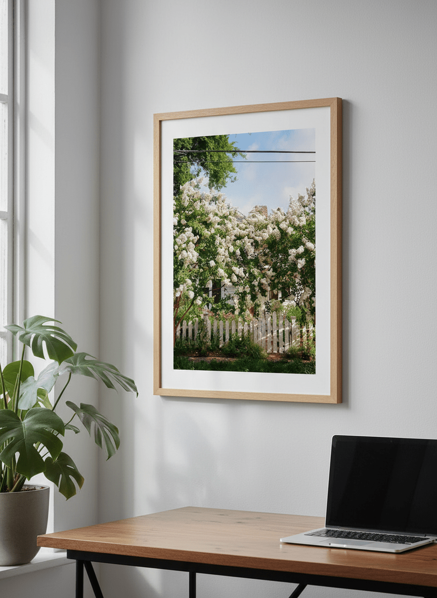 Contemporary wall art featured in a bright modern office workspace