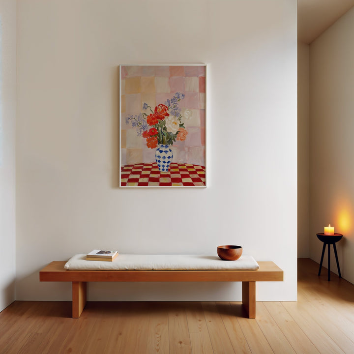 A Checkered Vase Wall Art Painting - Style My Wall