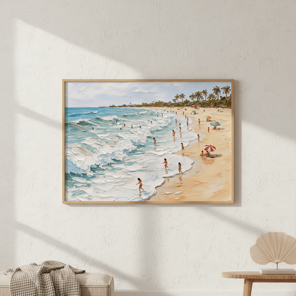 A Day by the Beach Painting Wall Art Print wall - art - picture - poster