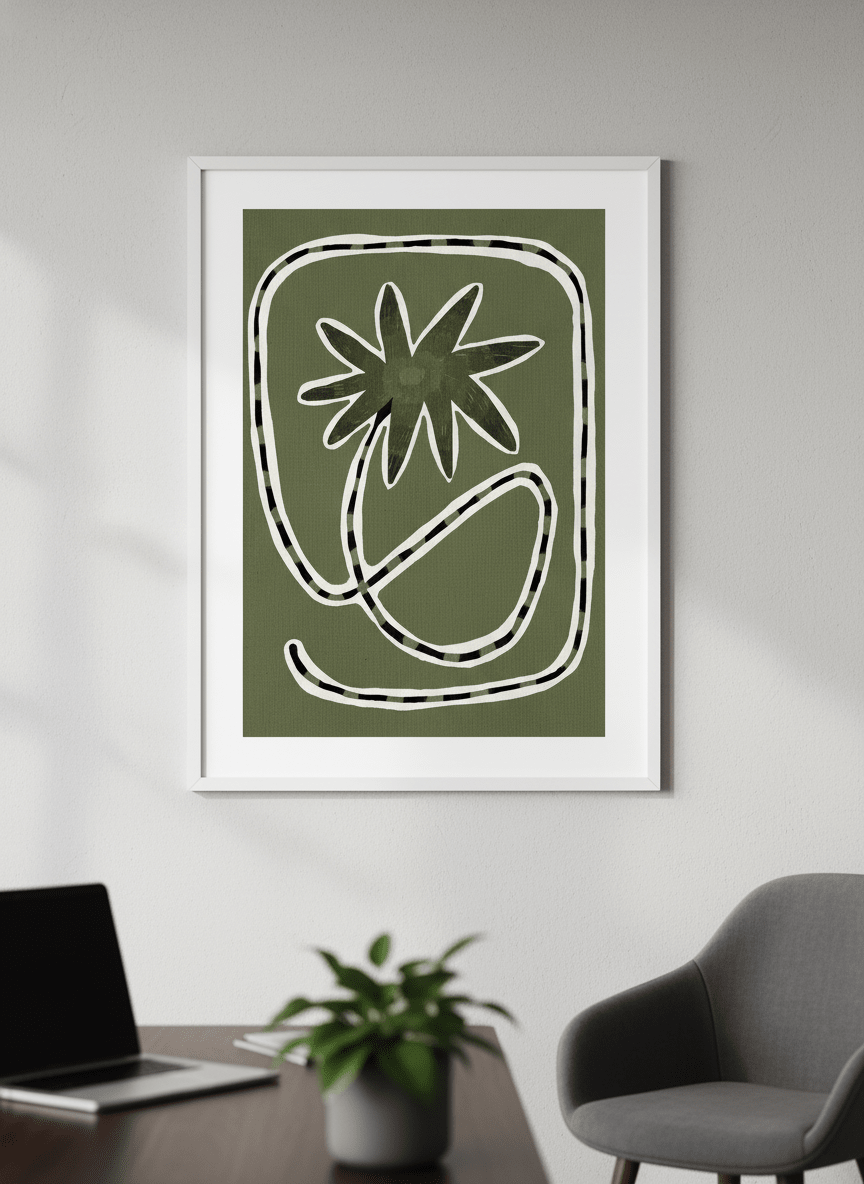 Contemporary wall art featured in a bright modern office workspace