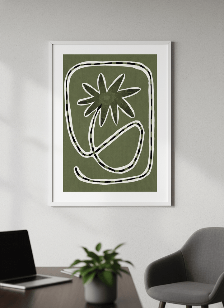 Contemporary wall art featured in a bright modern office workspace