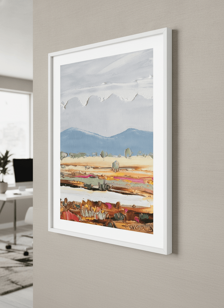 Contemporary wall art featured in a bright modern office workspace