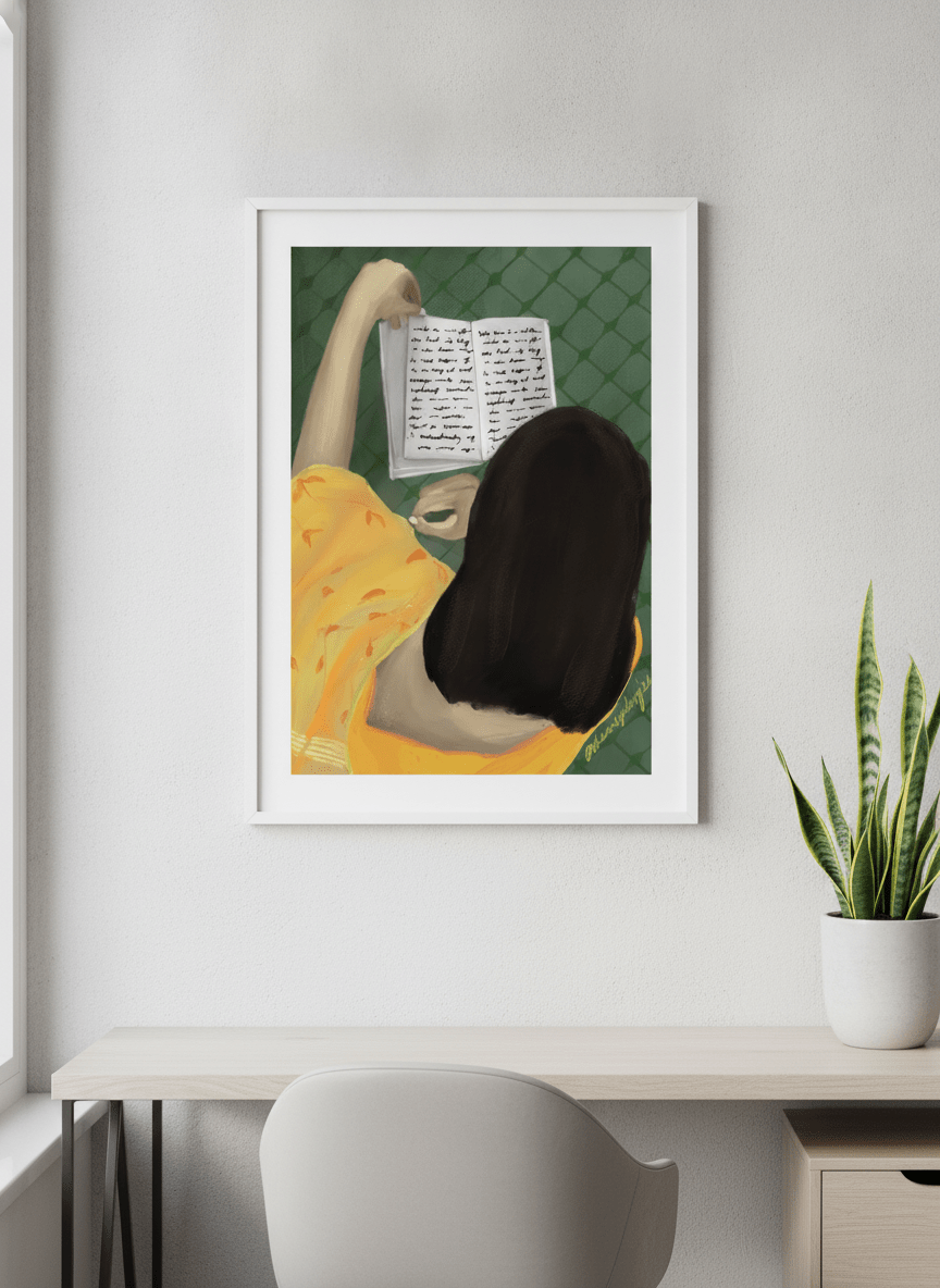 Contemporary wall art featured in a bright modern office workspace