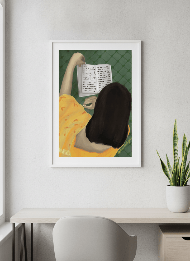 Contemporary wall art featured in a bright modern office workspace